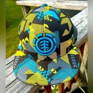 ELEMENT Crowns Skateboard Baseball Cap Hat Blue/Black/Yellow Graphic Flexfit